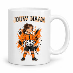 Voetbalmok met voetballer - Gepersonaliseerd met naam en nummer – foto 3 van 4