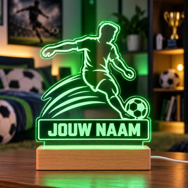 Voetbal LED Lamp met Naam - Voetballer – gepersonaliseerd voetbalcadeau