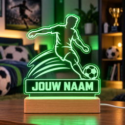 Voetbal LED Lamp met Naam - Voetballer – gepersonaliseerd voetbalcadeau