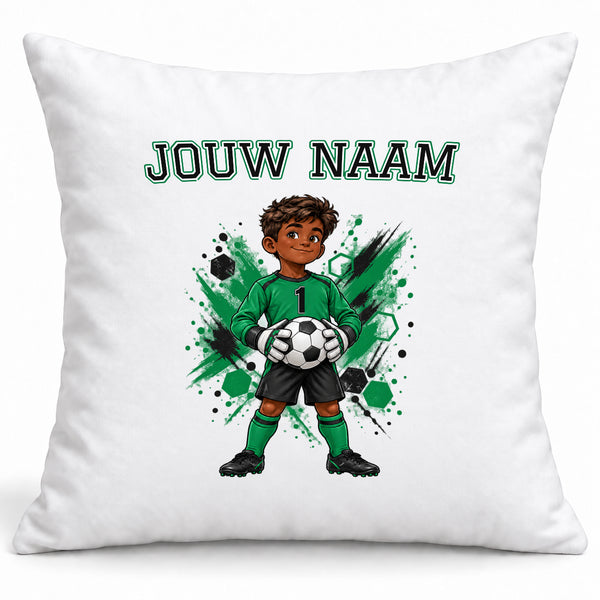 Groen Wit Voetbal Kussen - Gepersonaliseerd met naam en nummer – gepersonaliseerd voetbalcadeau