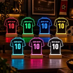 Nachtlampje Voetbalshirt - Gepersonaliseerd met naam en nummer – gepersonaliseerd voetbalcadeau