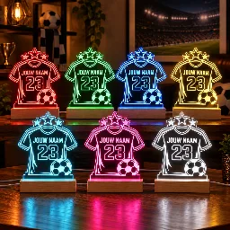 Voetbal LED Lamp met Naam - Shirt met sterren – foto 2 van 4