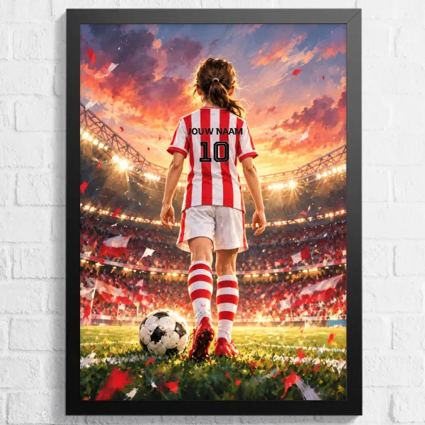 Kampioen Voetbalposter - Gepersonaliseerd met naam en nummer – gepersonaliseerd voetbalcadeau