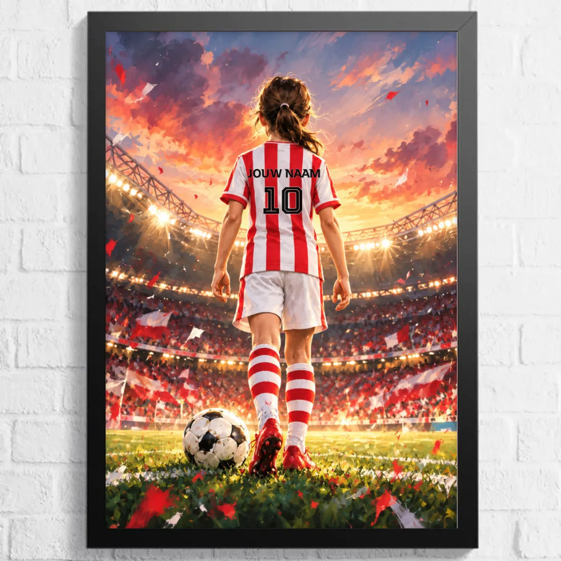 Voetbalposter - Gepersonaliseerd met naam en nummer – gepersonaliseerd voetbalcadeau