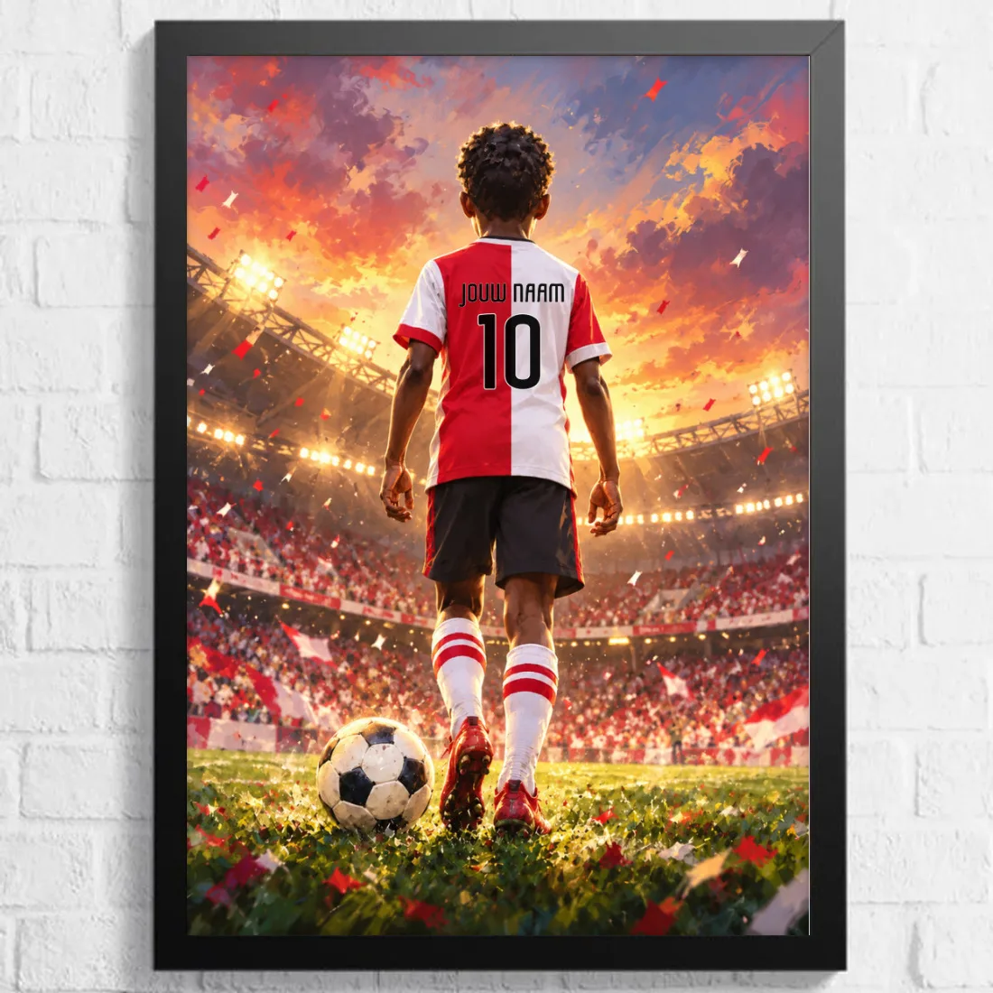 Voetbalposter - Gepersonaliseerd met naam en nummer – gepersonaliseerd voetbalcadeau