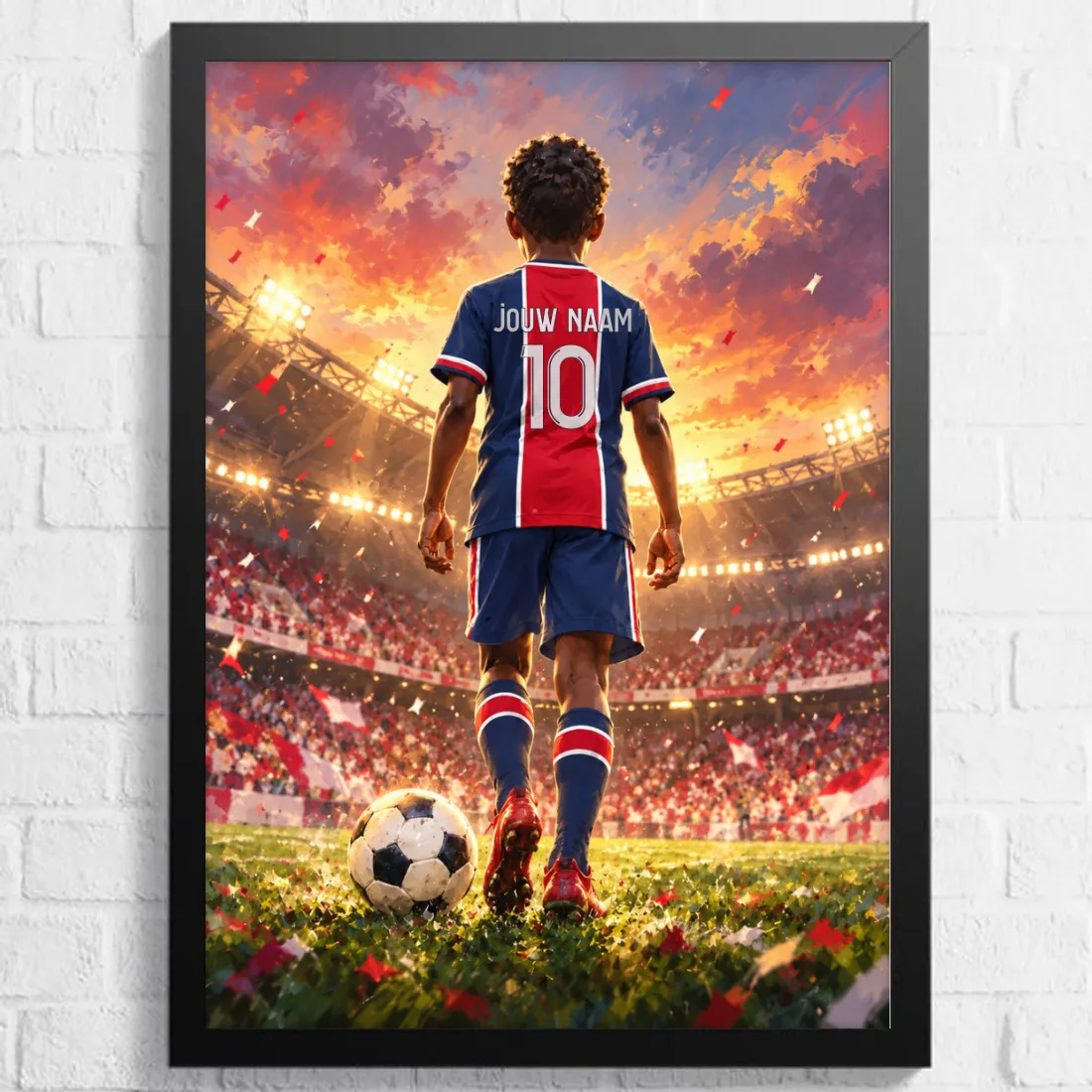 Voetbalposter - Gepersonaliseerd met naam en nummer – gepersonaliseerd voetbalcadeau