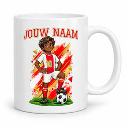 Voetbalmok met voetballer - Gepersonaliseerd met naam en nummer – foto 3 van 4