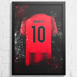 Voetbalposter - Gepersonaliseerd met naam en nummer – gepersonaliseerd voetbalcadeau
