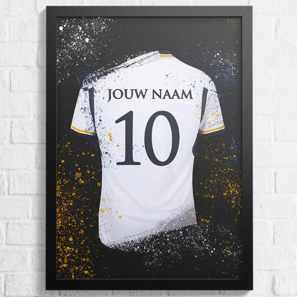 Madrid Voetbalposter - Gepersonaliseerd met naam en nummer – gepersonaliseerd voetbalcadeau