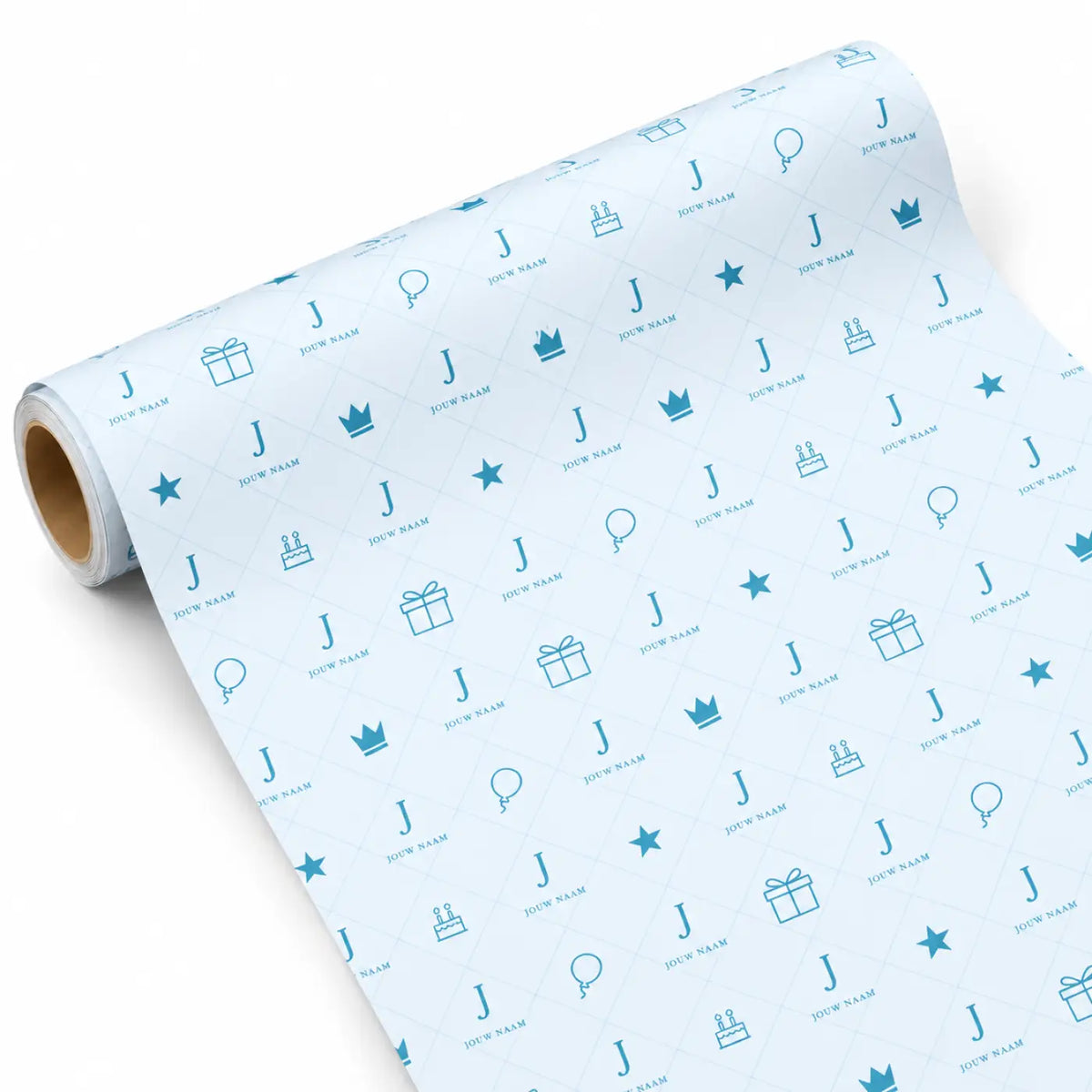 Inpakpapier Feest Blauw - Gepersonaliseerd met Naam – gepersonaliseerd voetbalcadeau