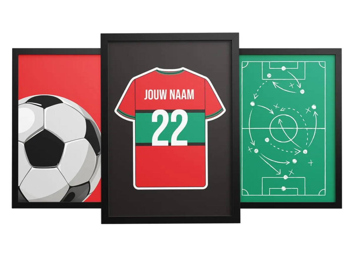 Voetbalposter - Gepersonaliseerd met naam en nummer – gepersonaliseerd voetbalcadeau
