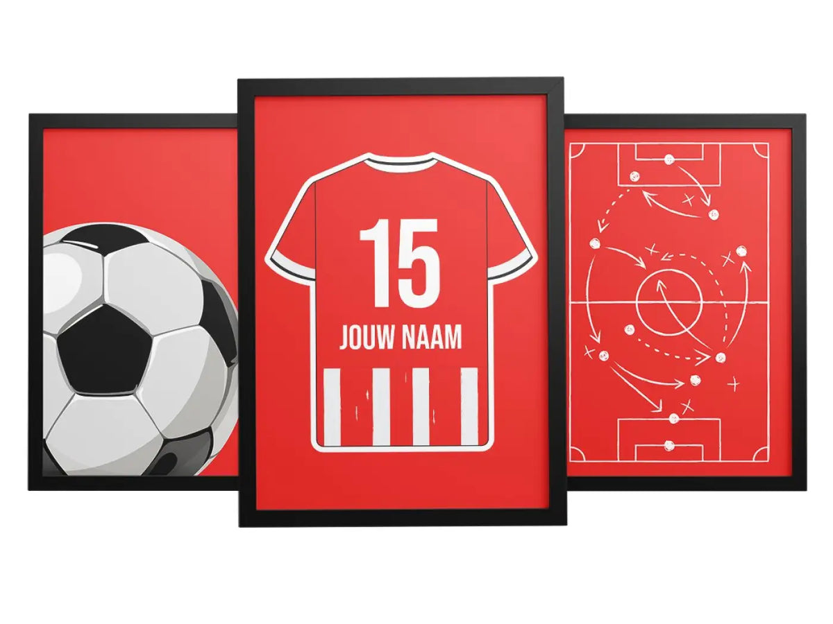 Voetbalposter - Gepersonaliseerd met naam en nummer – gepersonaliseerd voetbalcadeau