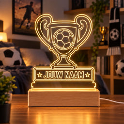 Voetbal LED Lamp met Naam - Cup met de grote oren – gepersonaliseerd voetbalcadeau