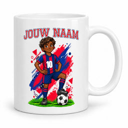 Voetbalmok met voetballer - Gepersonaliseerd met naam en nummer – foto 2 van 4