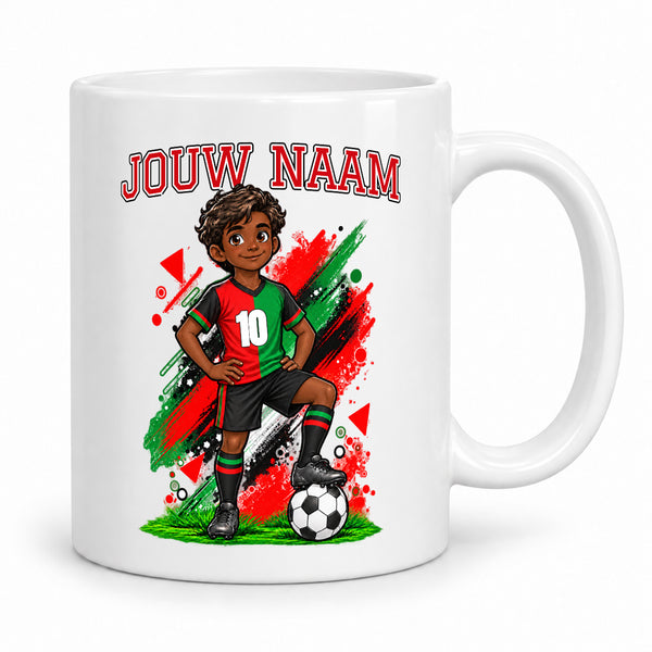Twaalfde man Voetbalmok met Voetballer - Gepersonaliseerd met naam en nummer – gepersonaliseerd voetbalcadeau