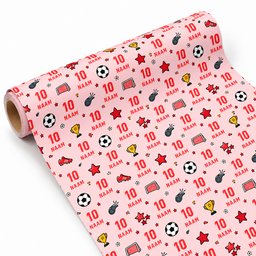 Inpakpapier Voetbal  Rood - Gepersonaliseerd met Naam – gepersonaliseerd voetbalcadeau