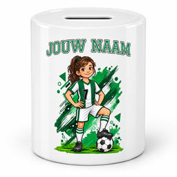 Voetbal Spaarpot - Gepersonaliseerd met naam en nummer – gepersonaliseerd voetbalcadeau