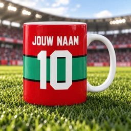 Voetbalmok - Gepersonaliseerd met naam en nummer – gepersonaliseerd voetbalcadeau