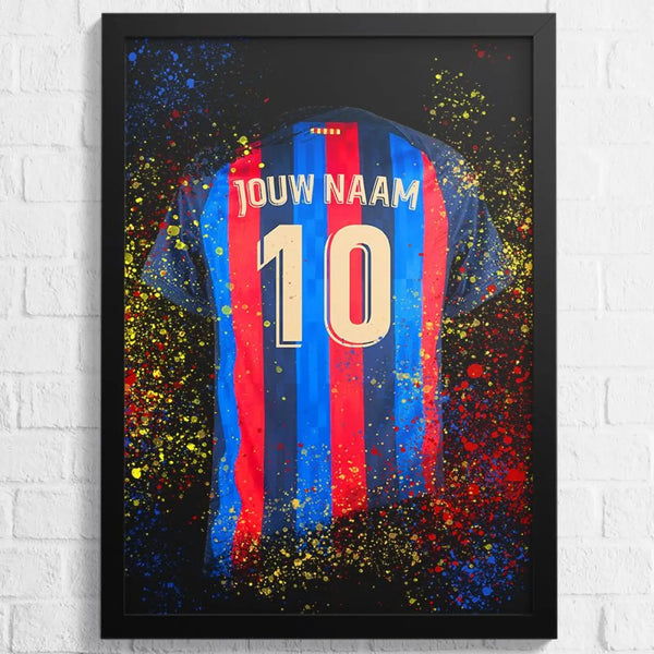 Barcelona Voetbalposter - Gepersonaliseerd met naam en nummer – gepersonaliseerd voetbalcadeau