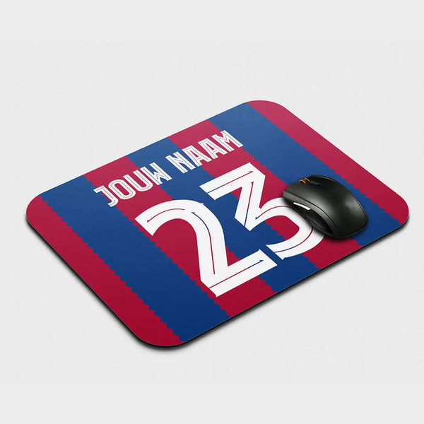 Muismat Barcelona Voetbal Gepersonaliseerd met Naam en Nummer – gepersonaliseerd voetbalcadeau