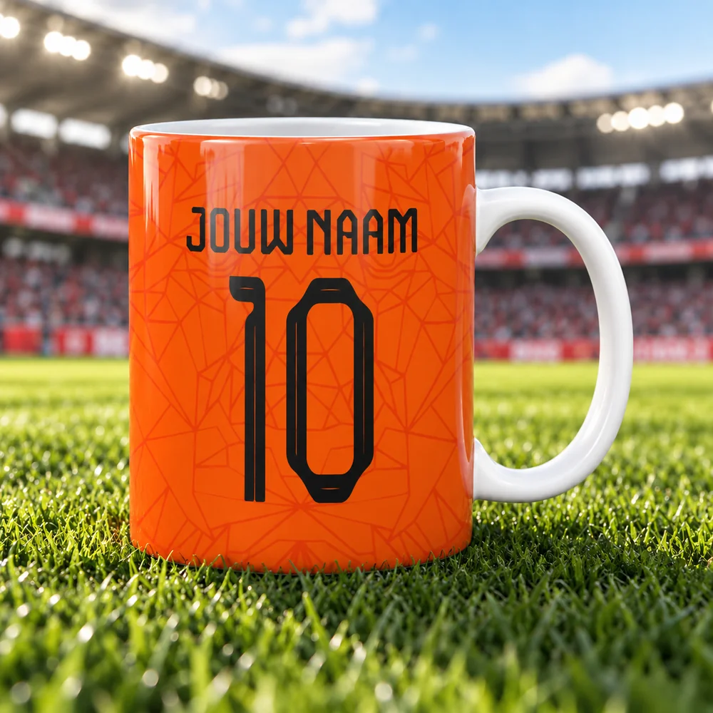 Voetbalmok - Gepersonaliseerd met naam en nummer – gepersonaliseerd voetbalcadeau