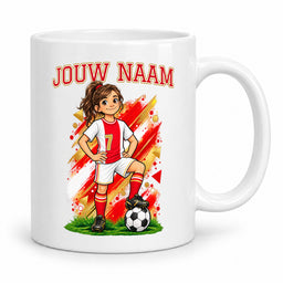 Voetbalmok met voetballer - Gepersonaliseerd met naam en nummer – foto 4 van 4