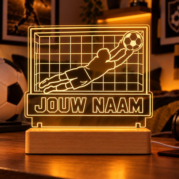 Voetbal LED Lamp met Naam - Doelman – gepersonaliseerd voetbalcadeau