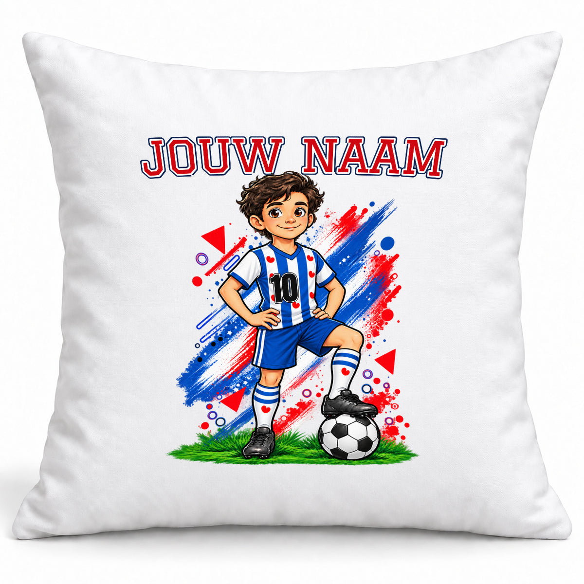 Voetbal Kussen - Gepersonaliseerd met naam en nummer – gepersonaliseerd voetbalcadeau