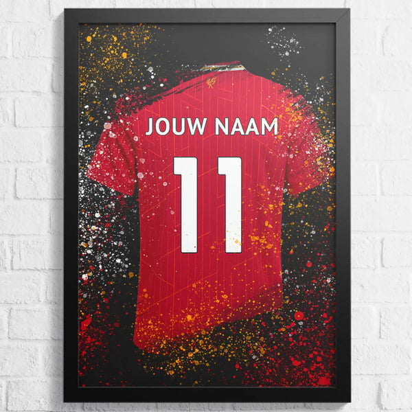 Liverpool Voetbalposter - Gepersonaliseerd met naam en nummer – gepersonaliseerd voetbalcadeau