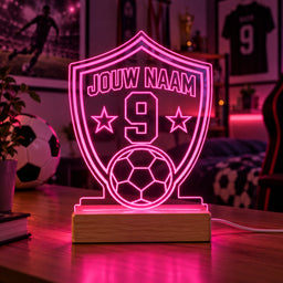 Voetbal LED Lamp met Naam -Schild met naam en nummer – gepersonaliseerd voetbalcadeau