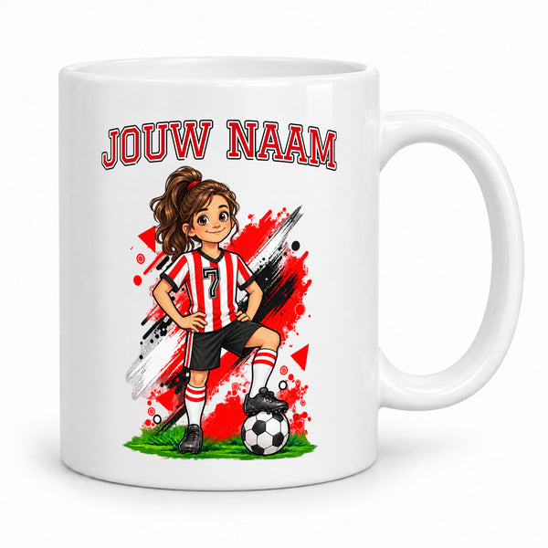 Voetbalmok met Voetballer - Gepersonaliseerd met naam en nummer – gepersonaliseerd voetbalcadeau