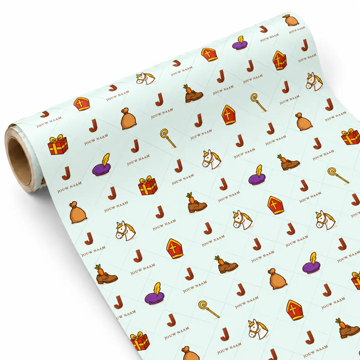 Inpakpapier Sinterklaas Groen - Gepersonaliseerd met Naam – gepersonaliseerd voetbalcadeau