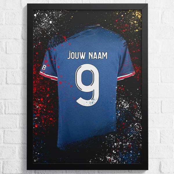 PSG Voetbalposter - Gepersonaliseerd met naam en nummer – gepersonaliseerd voetbalcadeau