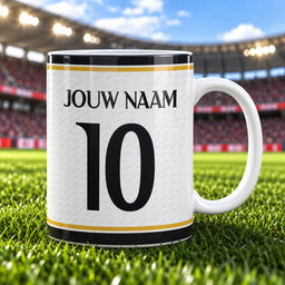 Voetbalmok - Gepersonaliseerd met naam en nummer – gepersonaliseerd voetbalcadeau
