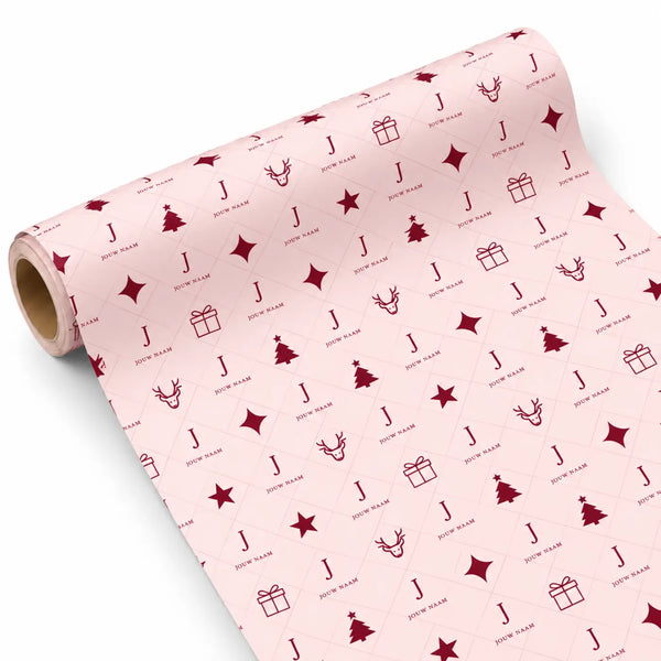 Inpakpapier Kerst Rood - Gepersonaliseerd met Naam – gepersonaliseerd voetbalcadeau