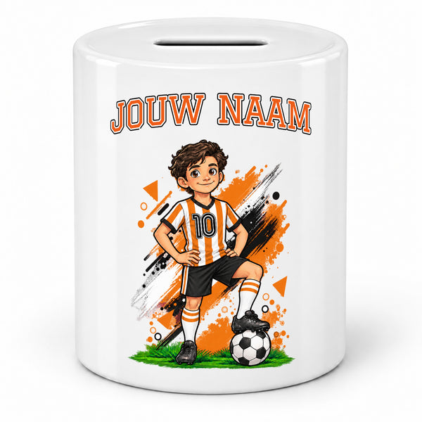 HolLand Voetbal Spaarpot - Gepersonaliseerd met naam en nummer – gepersonaliseerd voetbalcadeau