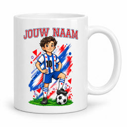 Voetbalmok met voetballer - Gepersonaliseerd met naam en nummer – foto 2 van 4