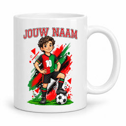 Voetbalmok met voetballer - Gepersonaliseerd met naam en nummer – foto 2 van 4
