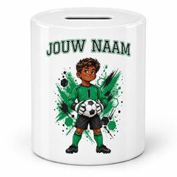 Voetbal Spaarpot - Gepersonaliseerd met naam en nummer – gepersonaliseerd voetbalcadeau