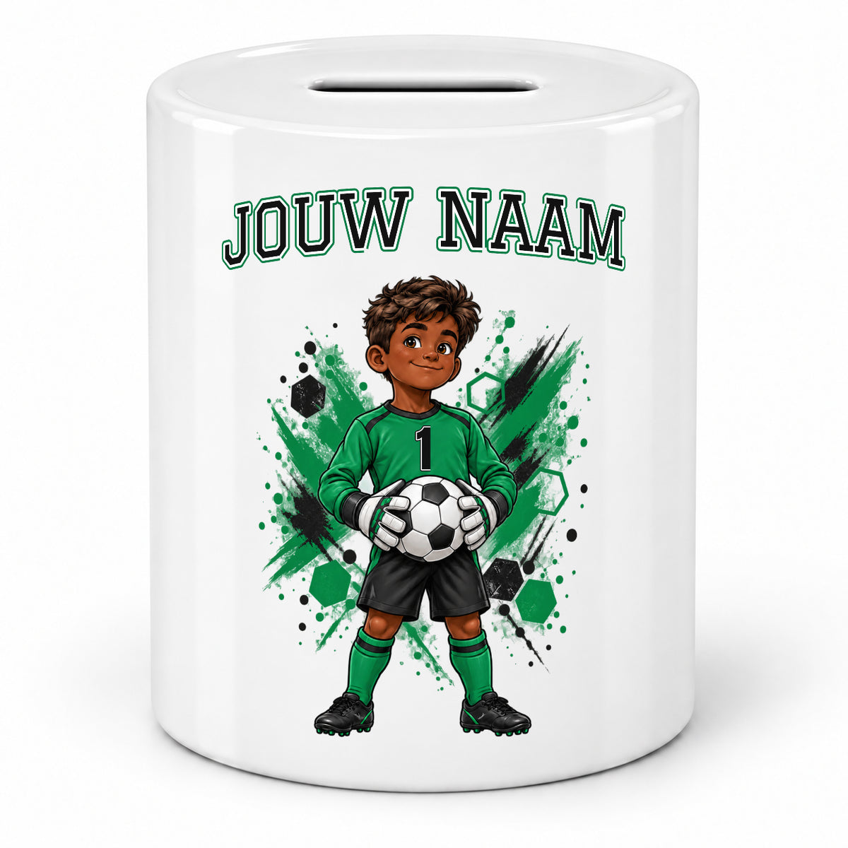 Voetbal Spaarpot - Gepersonaliseerd met naam en nummer – gepersonaliseerd voetbalcadeau