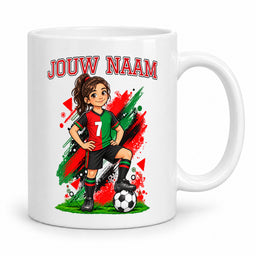 Voetbalmok met voetballer - Gepersonaliseerd met naam en nummer – foto 3 van 4