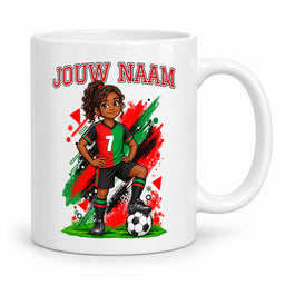 Voetbalmok met voetballer - Gepersonaliseerd met naam en nummer – foto 4 van 4