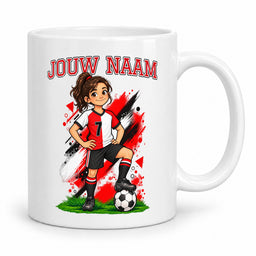 Voetbalmok met voetballer - Gepersonaliseerd met naam en nummer – foto 3 van 4