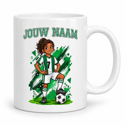 Voetbalmok met voetballer - Gepersonaliseerd met naam en nummer – foto 4 van 4
