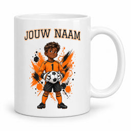 Voetbalmok met voetballer - Gepersonaliseerd met naam en nummer – foto 2 van 4