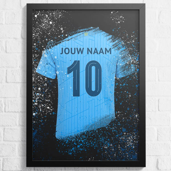 City Voetbalposter - Gepersonaliseerd met naam en nummer – gepersonaliseerd voetbalcadeau