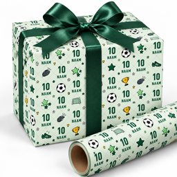 Inpakpapier Voetbal Groen - Gepersonaliseerd met Naam – foto 3 van 3