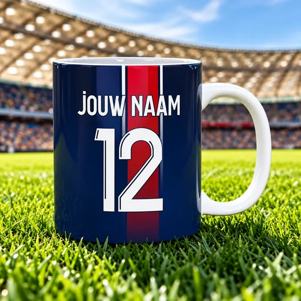 PSG Voetbalmok Gepersonaliseerd met naam en nummer – gepersonaliseerd voetbalcadeau