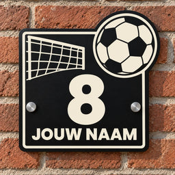 Naambordje Voordeur - Voetbal met doel – gepersonaliseerd voetbalcadeau