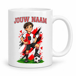 Voetbalmok met voetballer - Gepersonaliseerd met naam en nummer – foto 2 van 4
